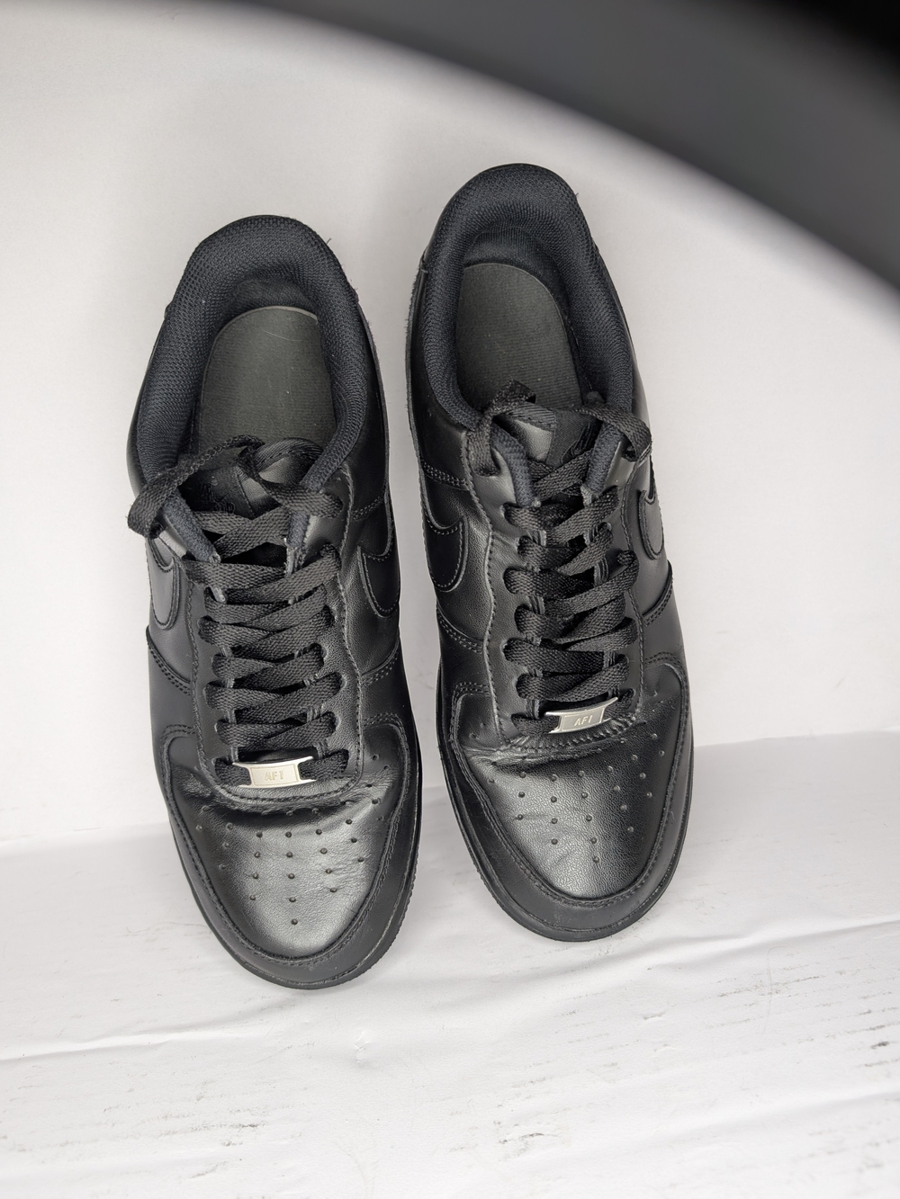 Nike AF1 All-Black Leather Low-Top Sneakers